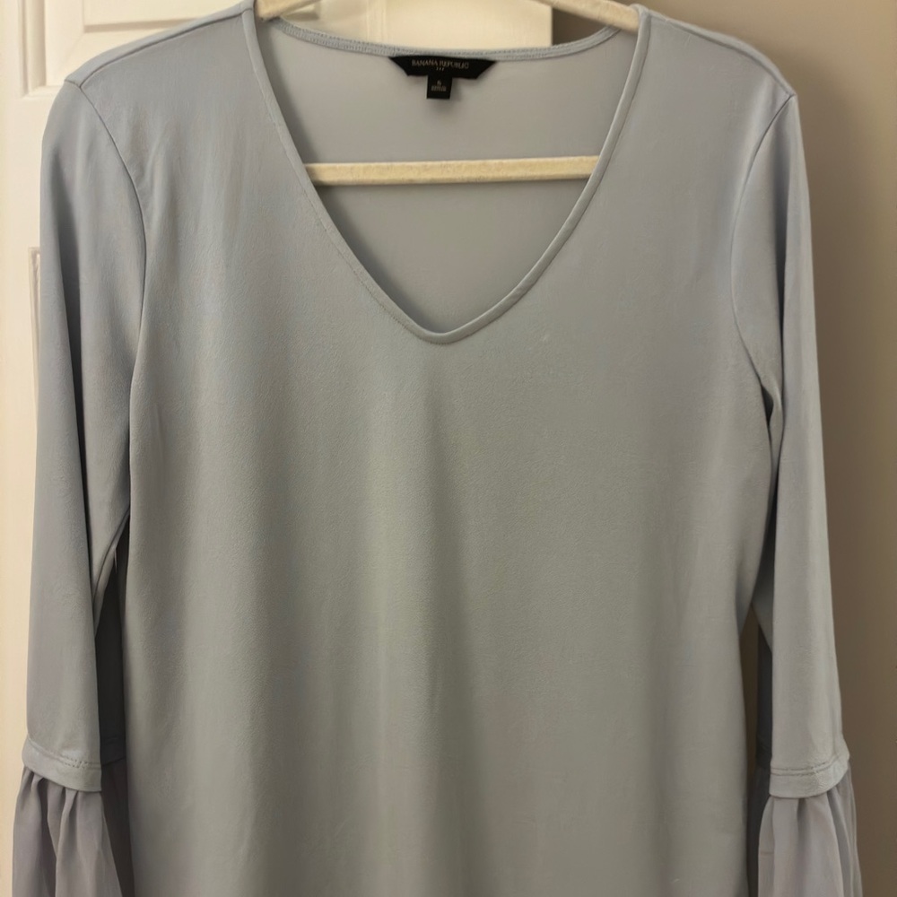 Banana Republic Soft Blue V-Neck Blouse